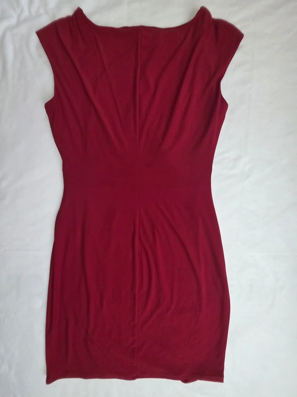 Black Label by Evan Picone Red Ruched Faux Wrap Dress Size 12 - Picture 9 of 10